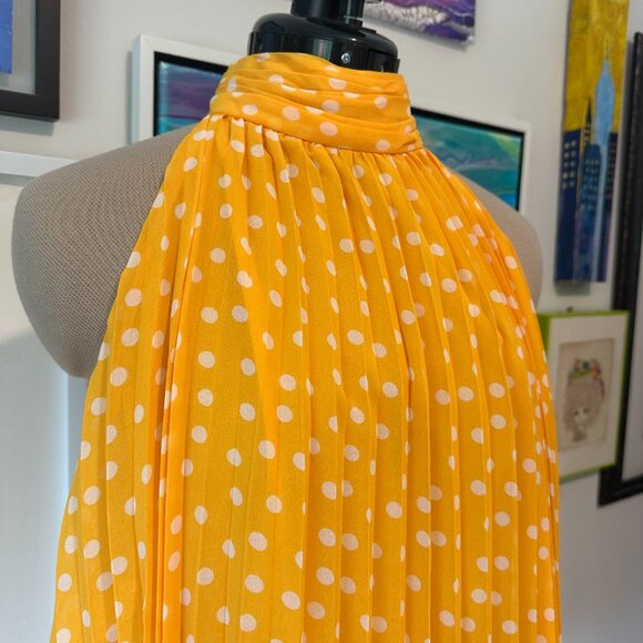 KARL LAGERFELD | Women's Pleated Chiffon High Neck Printed Blouse (Size M) - Picture 7 of 10